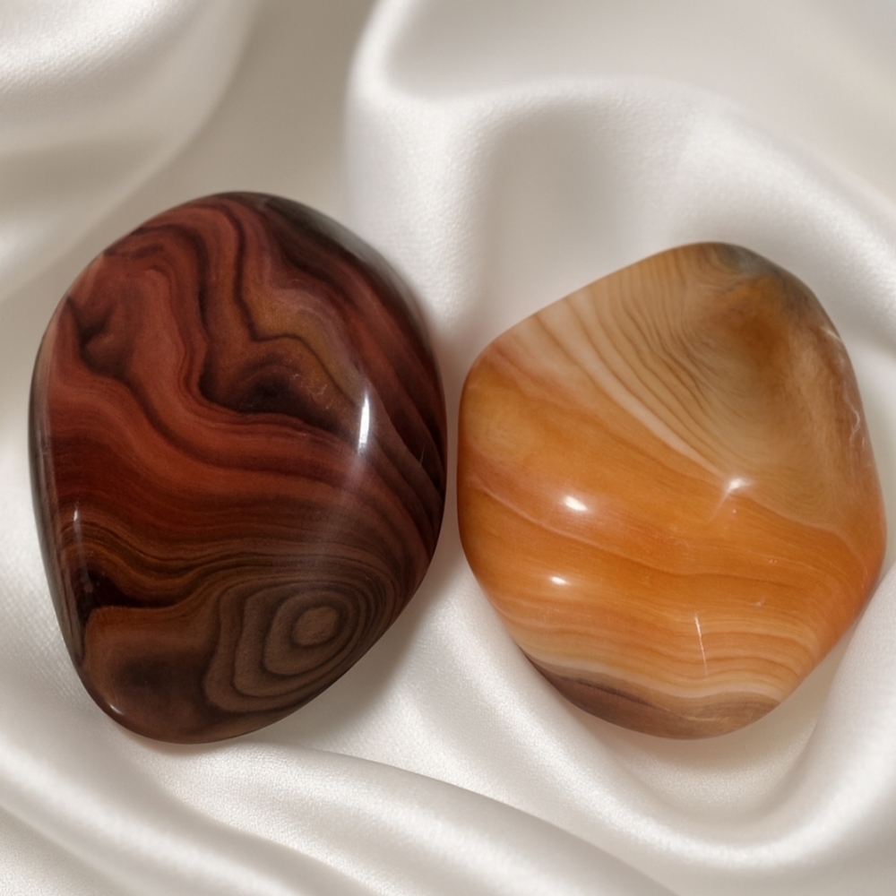 Natural Polished Agate Stones Unique Pattern Set of 2 – Home Office Décor #9